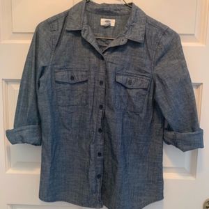 Old Navy Steel Blue Chambray Blouse